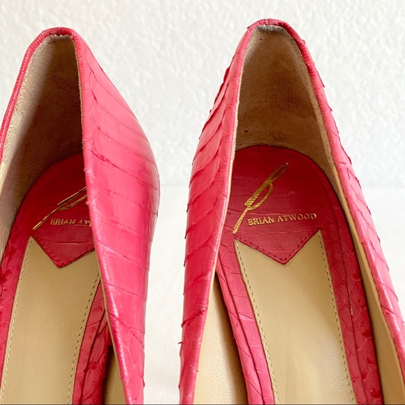 brian atwood snakeskin platform pumps pink orange - Picture 7 of 11